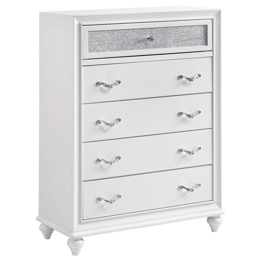 Barzini 5-drawer Bedroom Chest White - Walo Furniture 