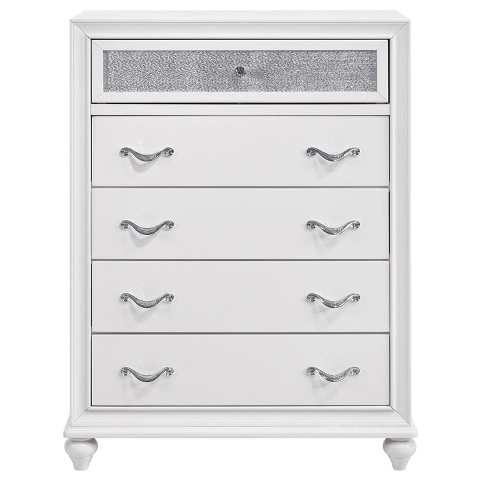 Barzini 5-drawer Bedroom Chest White - Walo Furniture 