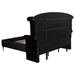 Deanna Upholstered Eastern King Wingback Bed Black - Walo Furniture 