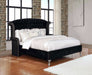 Deanna Upholstered Eastern King Wingback Bed Black - Walo Furniture 