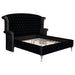 Deanna Upholstered California King Wingback Bed Black - Walo Furniture 