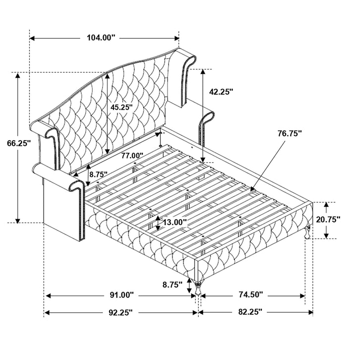 Deanna Upholstered California King Wingback Bed Black - Walo Furniture 