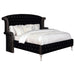 Deanna Upholstered Queen Wingback Bed Black - Walo Furniture 