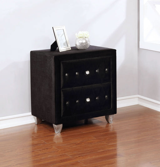 Deanna Upholstered 2-drawer Nightstand Black - Walo Furniture 