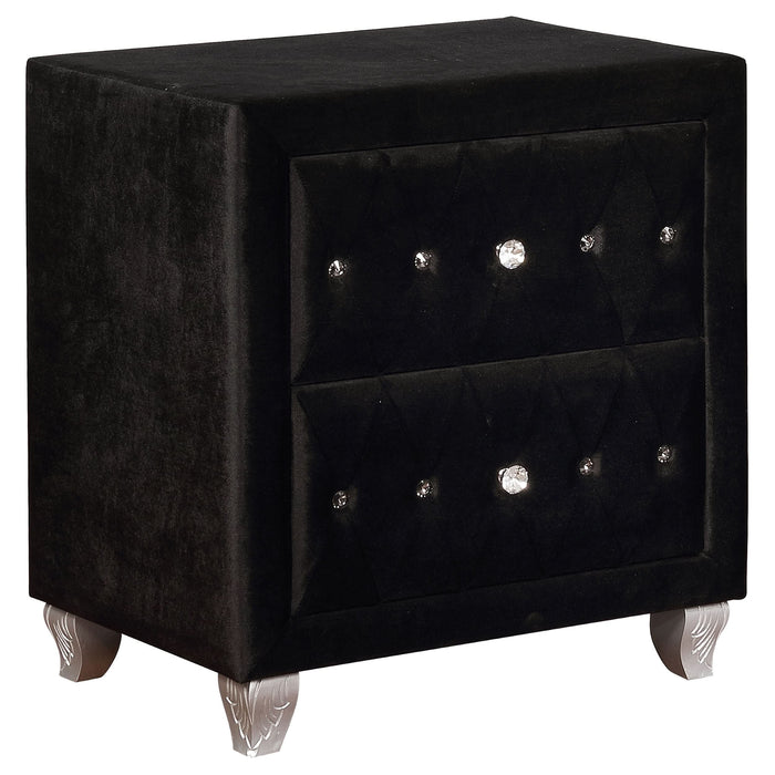 Deanna Upholstered 2-drawer Nightstand Black - Walo Furniture 