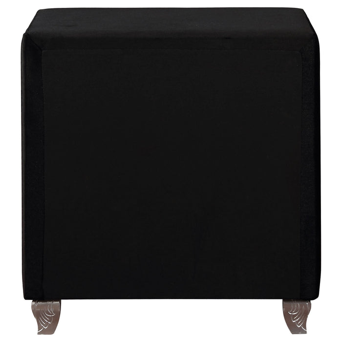 Deanna Upholstered 2-drawer Nightstand Black - Walo Furniture 