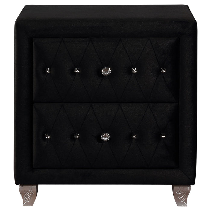 Deanna Upholstered 2-drawer Nightstand Black - Walo Furniture 