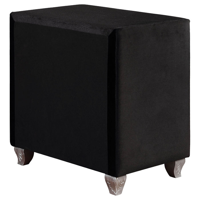 Deanna Upholstered 2-drawer Nightstand Black - Walo Furniture 