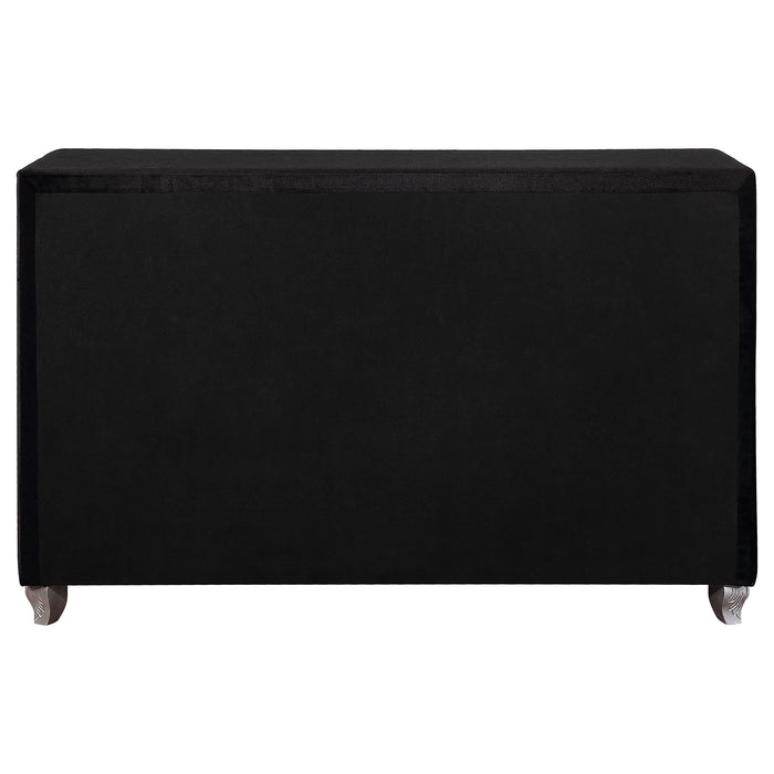 Deanna 7-drawer Upholstered Dresser Black - Walo Furniture 