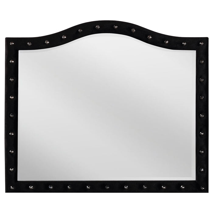 Deanna Upholstered Dresser Mirror Black - Walo Furniture 