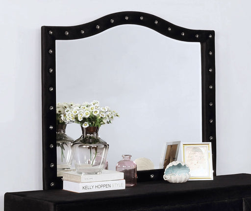 Deanna Upholstered Dresser Mirror Black - Walo Furniture 