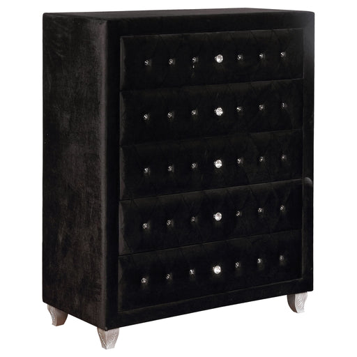 Deanna 5-drawer Bedroom Chest Black - Walo Furniture 