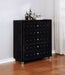 Deanna 5-drawer Bedroom Chest Black - Walo Furniture 