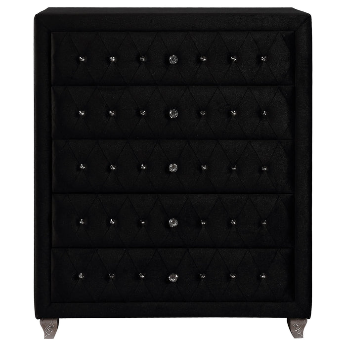 Deanna 5-drawer Bedroom Chest Black - Walo Furniture 