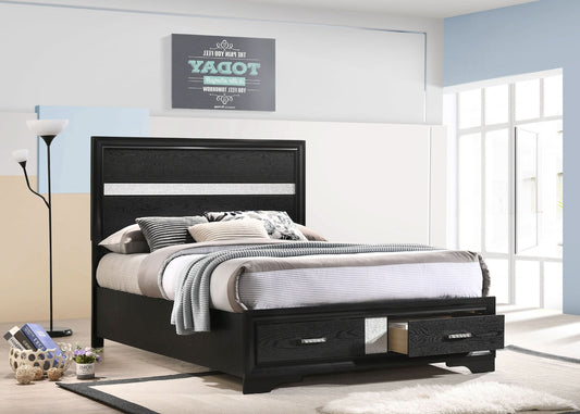 Miranda 51-inch Wood Full Storage Panel Bed Black - Walo Furniture 