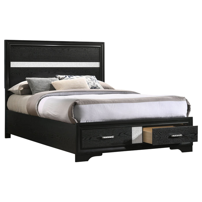 Miranda 51-inch Wood Full Storage Panel Bed Black - Walo Furniture 