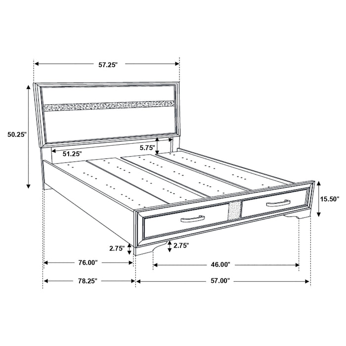 Miranda 51-inch Wood Full Storage Panel Bed Black - Walo Furniture 