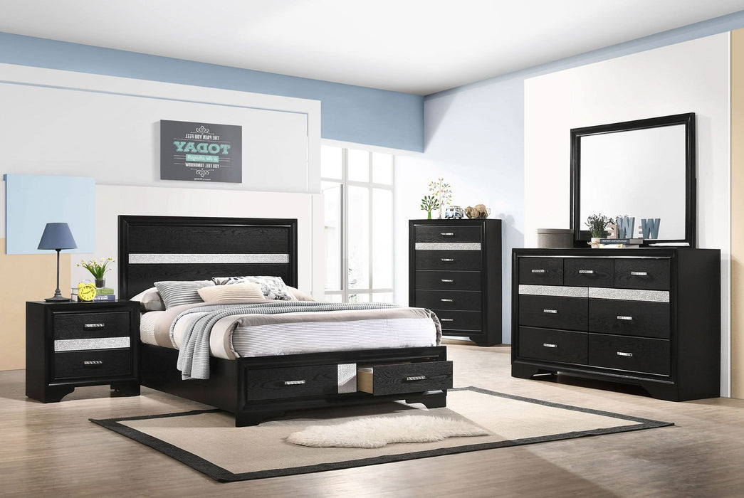 Miranda 51-inch Wood Full Storage Panel Bed Black - Walo Furniture 