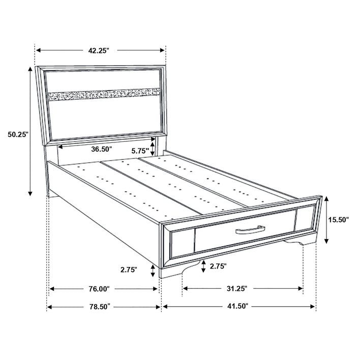 Miranda 51-inch Wood Twin Storage Panel Bed Black - Walo Furniture 