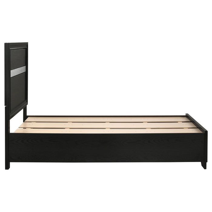 Miranda 51-inch Wood Twin Storage Panel Bed Black - Walo Furniture 