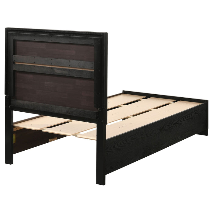 Miranda 51-inch Wood Twin Storage Panel Bed Black - Walo Furniture 