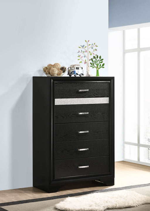 Miranda 5-drawer Bedroom Chest Black - Walo Furniture 