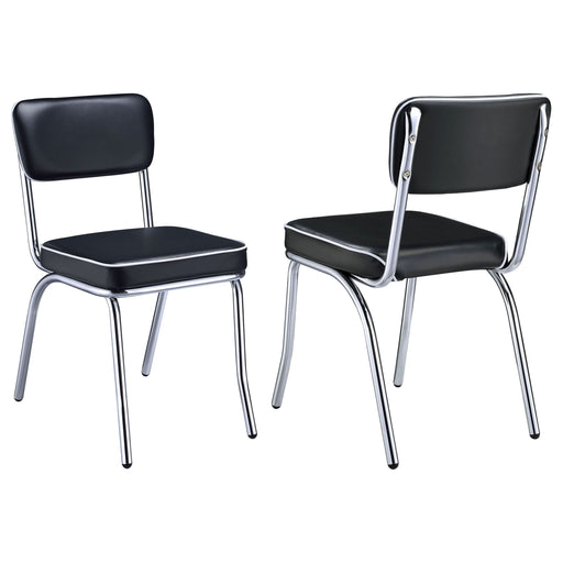 Retro Upholstered Dining Side Chair Black (Set of 2) - Walo Furniture 