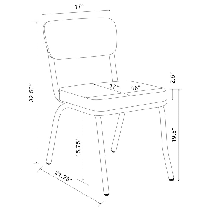 Retro Upholstered Dining Side Chair Black (Set of 2) - Walo Furniture 