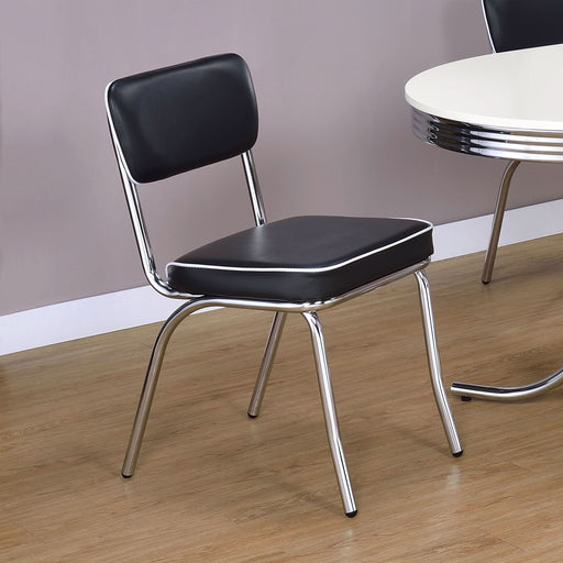 Retro Upholstered Dining Side Chair Black (Set of 2) - Walo Furniture 