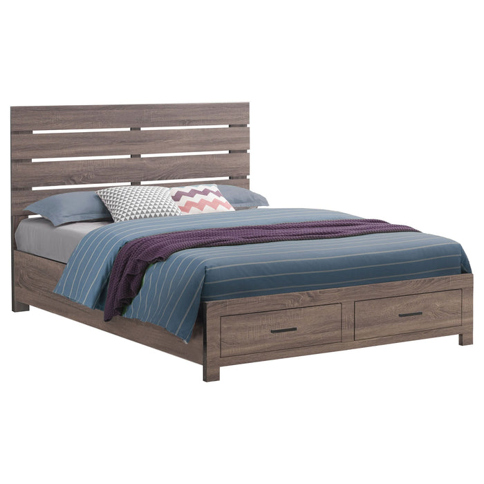 Brantford Wood Eastern King Storage Panel Bed Barrel Oak - Walo Furniture 