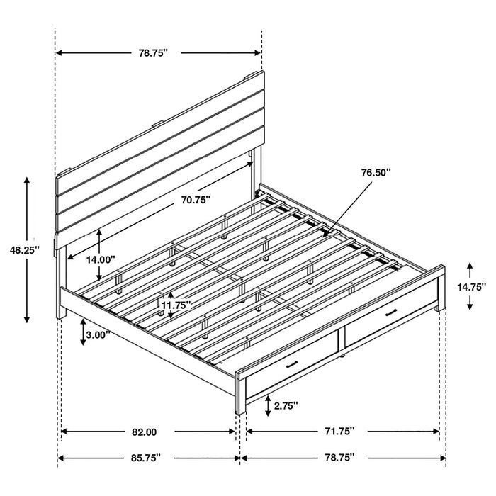 Brantford Wood Eastern King Storage Panel Bed Barrel Oak - Walo Furniture 