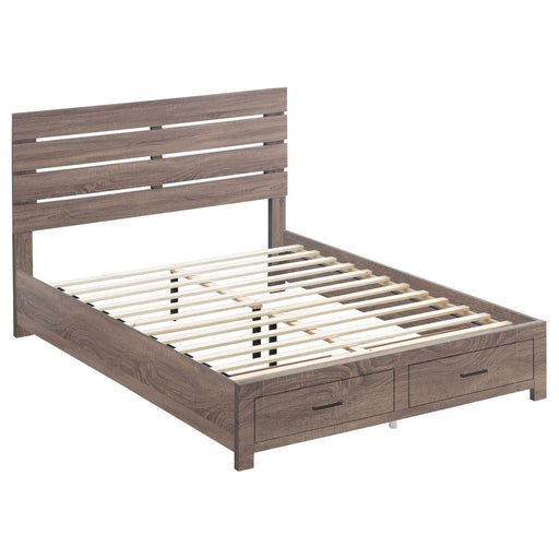 Brantford Wood Queen Storage Panel Bed Barrel Oak - Walo Furniture 