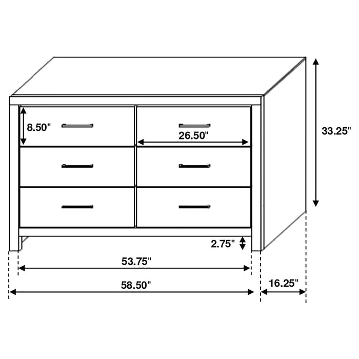 Brantford 6-drawer Dresser Barrel Oak - Walo Furniture 