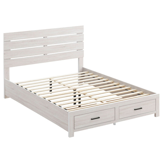 Brantford Wood Eastern King Storage Panel Bed Coastal White - Walo Furniture 