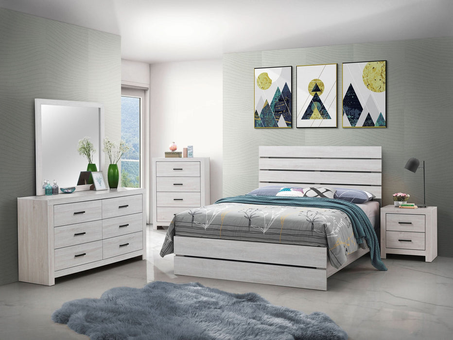 Brantford Wood Eastern King Panel Bed Coastal White - Walo Furniture 