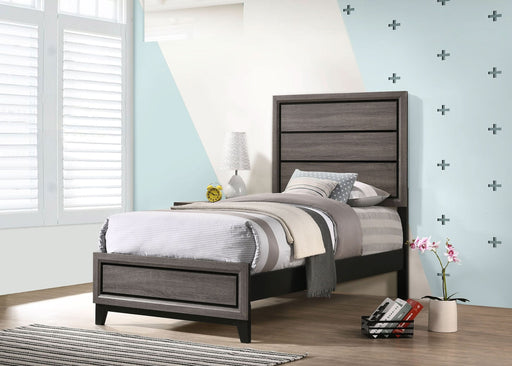 Watson Wood Twin Panel Bed Grey Oak - Walo Furniture 