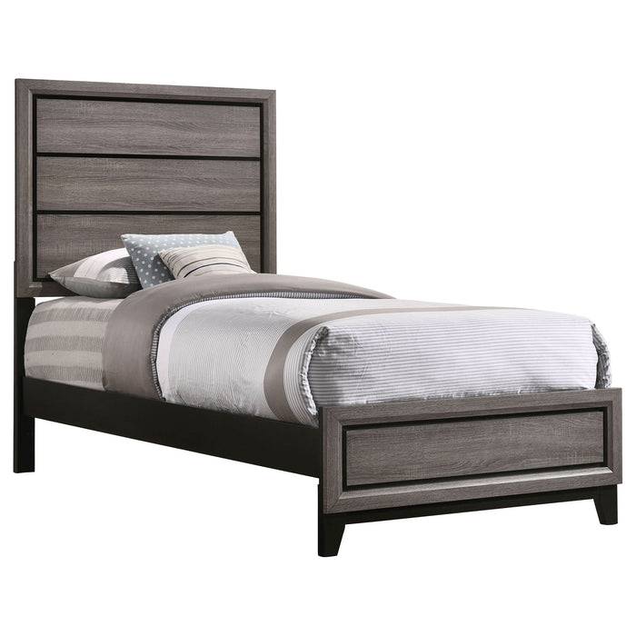 Watson Wood Twin Panel Bed Grey Oak - Walo Furniture 