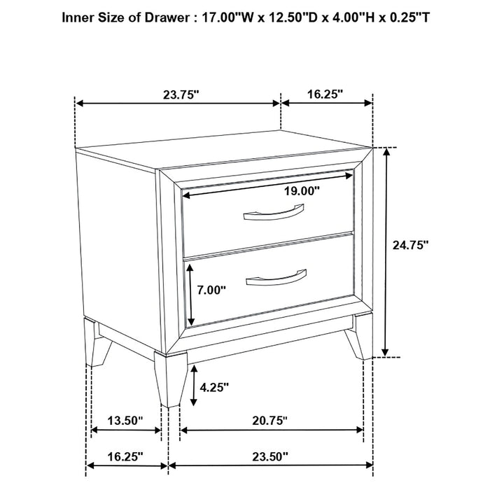 Watson 2-drawer Nightstand Grey Oak - Walo Furniture 