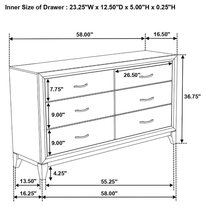 Watson 6-drawer Dresser Grey Oak - Walo Furniture 