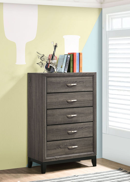 Watson 5-drawer Bedroom Chest Grey Oak - Walo Furniture 