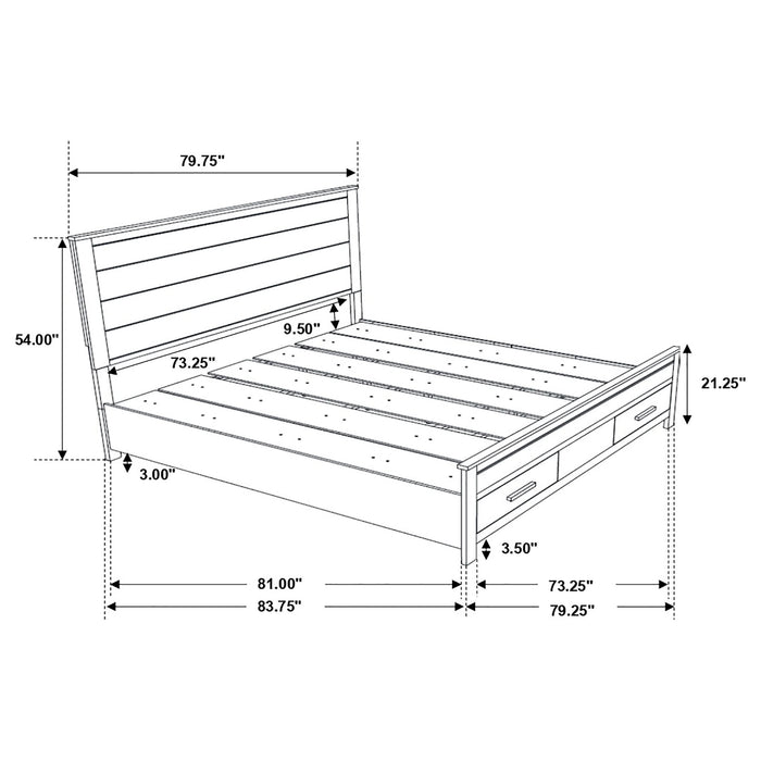 Woodmont Eastern King Storage Bed Rustic Golden Brown - Walo Furniture 