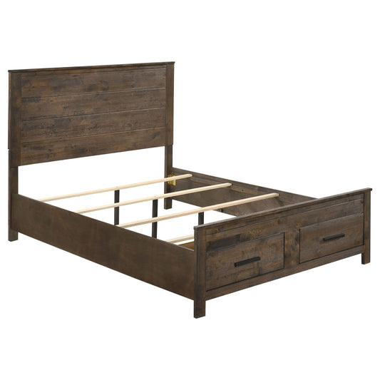 Woodmont Eastern King Storage Bed Rustic Golden Brown - Walo Furniture 