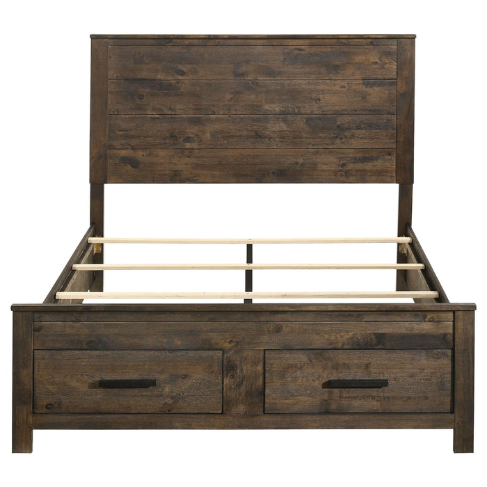 Woodmont Wood Queen Storage Panel Bed Rustic Golden Brown - Walo Furniture 