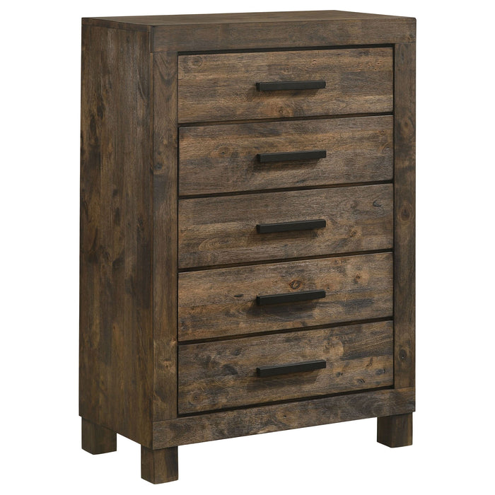 Woodmont 5-drawer Bedroom Chest Rustic Golden Brown - Walo Furniture 