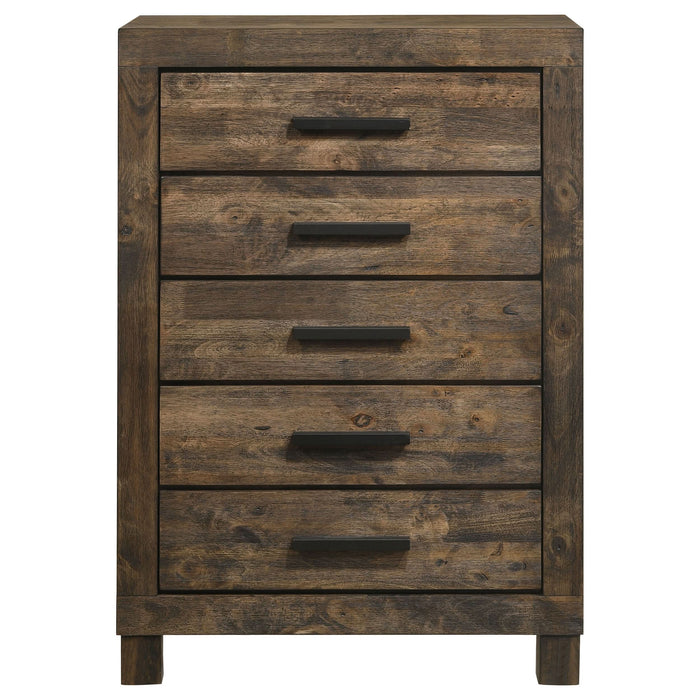 Woodmont 5-drawer Bedroom Chest Rustic Golden Brown - Walo Furniture 