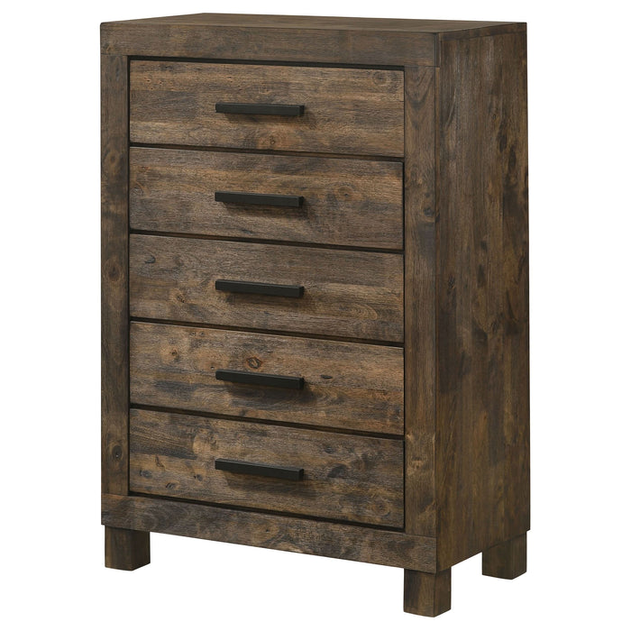 Woodmont 5-drawer Bedroom Chest Rustic Golden Brown - Walo Furniture 