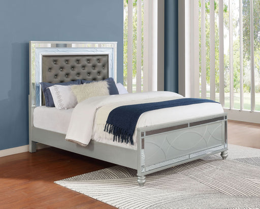 Gunnison Wood Eastern King LED Panel Bed Silver Metallic - Walo Furniture 