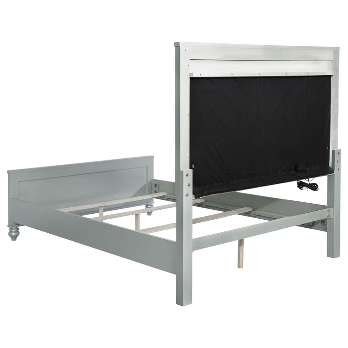 Gunnison Wood California King LED Panel Bed Silver Metallic - Walo Furniture 