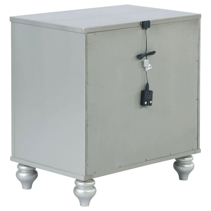 Gunnison 2-drawer Nightstand Silver Metallic - Walo Furniture 