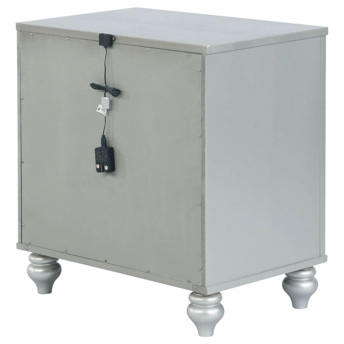 Gunnison 2-drawer Nightstand Silver Metallic - Walo Furniture 